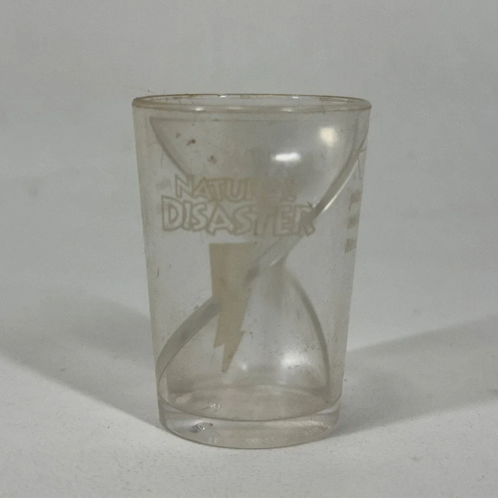 Natural Disaster Novelty Shot Glass Clear Plastic Spiral Divider Lightning Bolt‎
